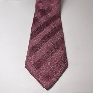 Valentino Men’s Silk Neck Tie Pink Mauve with Silver Vine Pattern‎ Luxury Formal